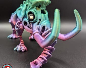 Skeleton Mammoth Articulating Toy | Flexi-Factory Toy for Kids | Dinosaur Desk Toy | Hand Painted | Sensory Toy
