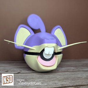Poké Ball de personaje con temática de Rattata / Accesorio de Poké Ball / Monster Balls de Pokémon / Regalo para fans de Pokémon / Bolas de personajes con temática de Pokémon