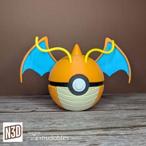 Poké Ball de personaje con temática de Dragonite / Accesorio de Poké Ball / Monster Balls de Pokémon / Regalo para fans de Pokémon / Poké Balls de personaje con temática de Pokémon