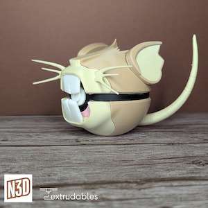 Poké Ball con temática de Raticate / Accesorio de Poké Ball / Monster Balls de Pokémon / Regalo para fans de Pokémon / Bolas de personajes con temática de Pokémon