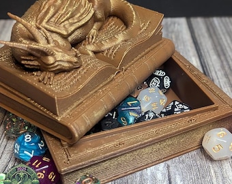 Book Dragon Dice Vault by Fates End | Dice Storage | Dungeons and Dragons | Table Top Gaming Accessories