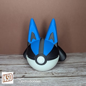 Poké Ball de personaje con temática de Lucario / Accesorio de Poké Ball / Monster Balls de Pokémon / Regalo para fans de Pokémon / Bolas de personajes con temática de Pokémon