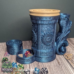 Jarra de dados Artificiero con bóveda de dados / Taza de Dungeon Master / Funda para latas DND / Regalo de Dungeon Master / Taza con torre de dados