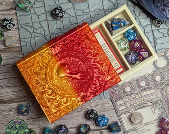 Fire Magic Red Mana Tome Dice Vault and Dice Tray by Fates End | Dice Storage | Magic the Gathering | Deck Holder | Dungeons and Dragons