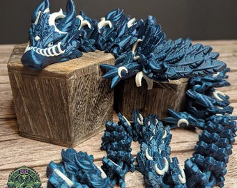 Articulated Lunar Dragon | Moon Dragon | Lunar Wyvern Dragon | Feathered Flexi Dragon