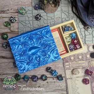 Water Magic Blue Mana Tome Dice Vault and Dice Tray by Fates End | Dice Storage | Magic the Gathering | Deck Holder | Dungeons and Dragons