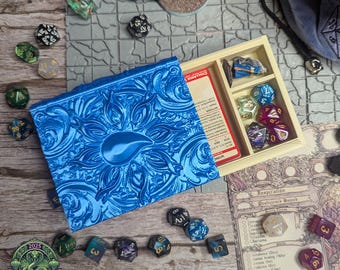 Water Magic Blue Mana Tome Dice Vault and Dice Tray by Fates End | Dice Storage | Magic the Gathering | Deck Holder | Dungeons and Dragons