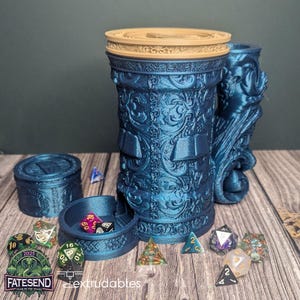 Jarra de mago con torre de dados y bóveda de dados / Taza de Dungeon Master / Funda para latas DND / Regalo de Dungeon Master / Taza con torre de dados