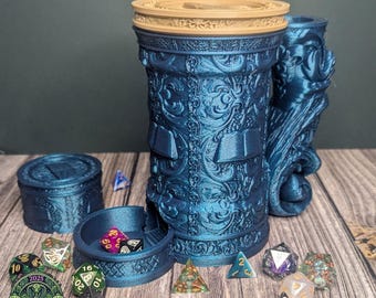 Wizard Tankard Dice Tower with Dice Vault | Dungeon Master Mug | DND Can Cozy | Dungeon Master Gift | Dice Tower Mug