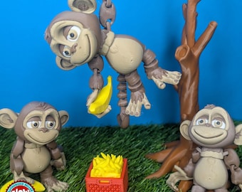 Flexi Articulated Monkey with Banana | Fidget Buddy