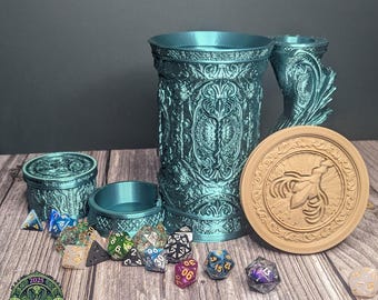 Druid Tankard Dice Tower with Dice Vault | Dungeon Master Mug | DND Can Cozy | Dungeon Master Gift | Dice Tower Mug