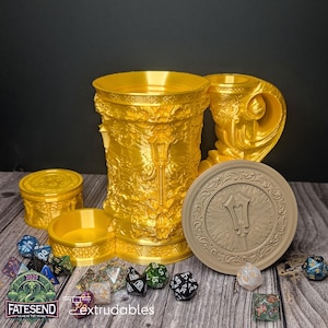 Jarra de clérigo con torre de dados y bóveda de dados / Taza de Dungeon Master / Funda para latas DND / Regalo de Dungeon Master / Taza con torre de dados
