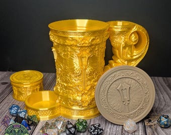 Cleric Tankard Dice Tower with Dice Vault | Dungeon Master Mug | DND Can Cozy | Dungeon Master Gift | Dice Tower Mug