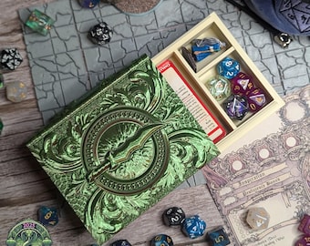 Rogue Tome Dice Vault and Dice Tray by Fates End | Dice Storage | Dungeons and Dragons | Deck Holder