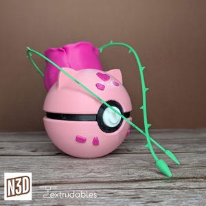 Poké Ball con temática de Rose Balbasaur / Accesorio de Poké Ball / Monster Balls de Pokémon / Regalo para fans de Pokémon / Bolas de personajes con temática de Pokémon