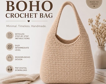 Crochet Hobo Bag Pattern, Modern Tote, Market Bag PDF (Digital Download)