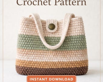 Crochet Bucket Bag Pattern | Modern Hobo Tote, Market Bag (Digital Download)