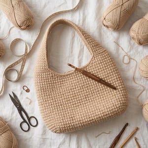 Crochet Hobo Bag Pattern, Modern Tote, Market Bag PDF (Digital Download) image 9