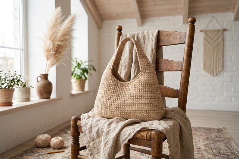 Crochet Hobo Bag Pattern, Modern Tote, Market Bag PDF (Digital Download) image 10