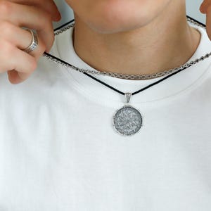 Sterling Silver Alatyr Pendant Necklace: Slavic Charm for Men