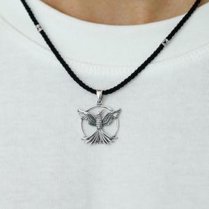 Sterling Silver Phoenix Pendant: Greek Mythology Firebird Talisman