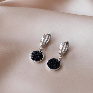 Sterling Silver Hoop Earrings: Aventurine Gemstone, Handmade Jewelry