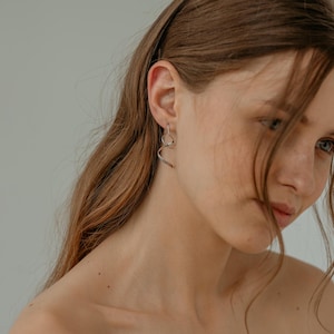 Spiral Sterling Silver Earrings • Handmade Twisted Geometric Design • Long Delicate Dangling Earrings • Modern Statement Jewelry