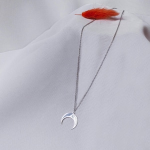 Sterling Silver Crescent Moon Necklace: Boho Celestial Jewelry