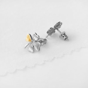 Clover Stud Earrings: Sterling Silver with Gold, Lucky Jewelry
