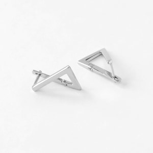 Sterling Silver Triangle Hoop Earrings: Minimalist Geometric Jewelry