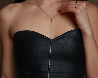 Adjustable Y Necklace: 925 Sterling Silver Chain With Balls