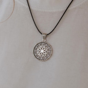 Handmade Sterling Silver Alatyr Pendant: Slavic Star of Rod Amulet