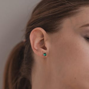 Minimalist Green Stone Earrings: Small Ulexite Studs