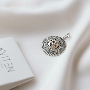 Dainty Sterling Silver & Gold Pendant Necklace: Ethnic Jewelry Gift