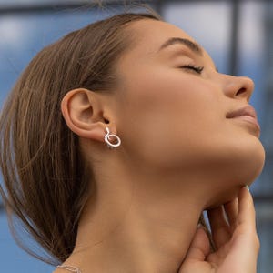 Sterling Silver Snake Hoop Earrings: Dainty Rhodium Plated Jewelry