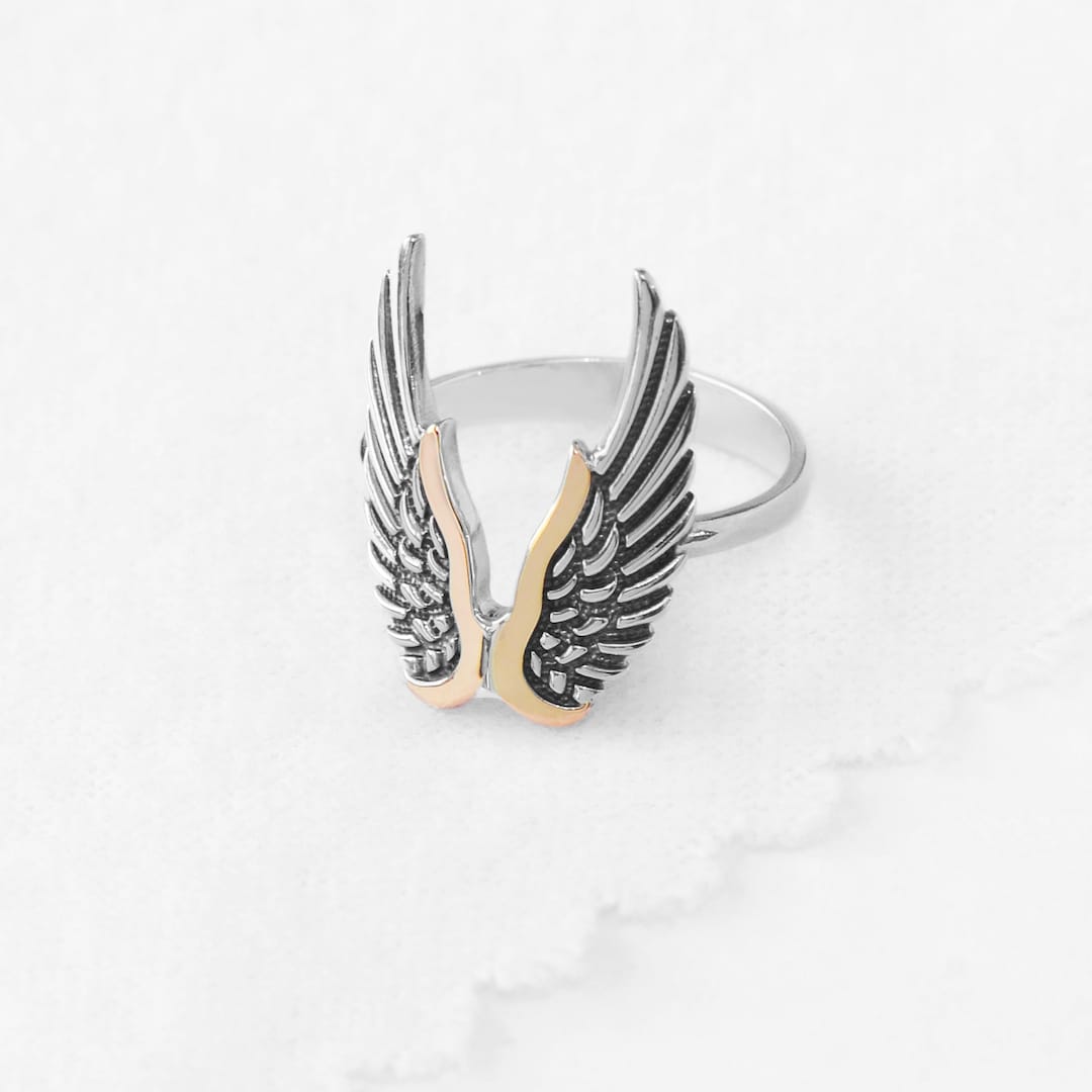 Angel Wings Ring: Sterling Silver Gothic Feather Jewelry - Etsy