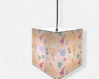 Handmade Disney Princesses Inspired Cotton Fabric Ceiling or Table Lamp Light Shade, Kids bedroom child