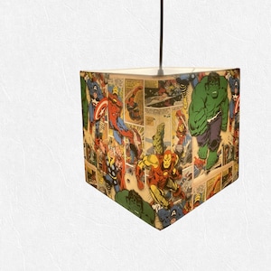 Handmade Marvel Inspired Cotton Fabric Ceiling or Table Lamp Light Shade, Kids bedroom child