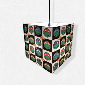 Handmade Ninja Turtles Inspired Cotton Fabric Ceiling or Table Lamp Light Shade, Kids bedroom child, teenage mutant ninja, hero