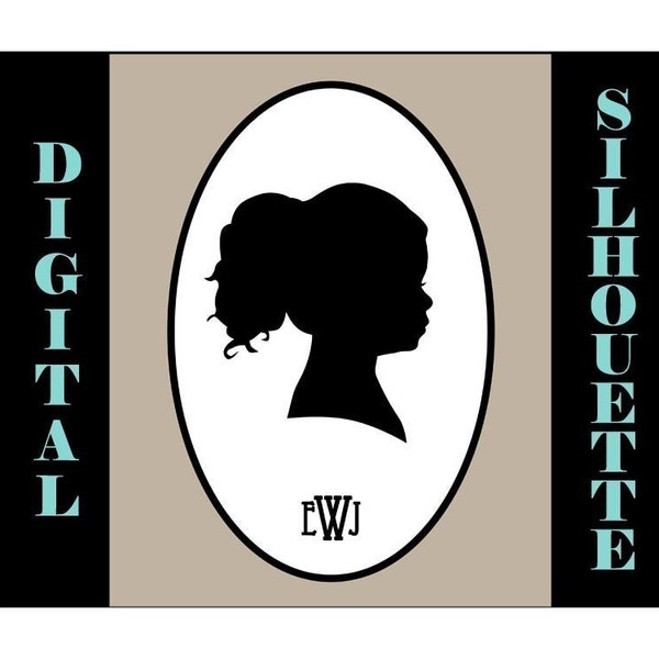 Custom Silhouette Portrait- High Resolution Digital File - Perfect Holiday Gift  - Great last minute gift