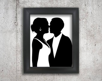 Custom Cut and Framed Wedding Silhouette - Various Sizes -  Just e-mail me your photo and I do the rest - Perfect Gift for Loved One