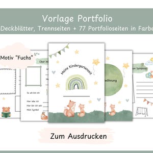 Plantillas de portafolios en color para guarderías, jardines de infancia y jardines de infancia - motivo zorro