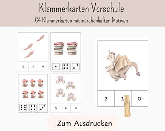 Clothespin cards for preschool | fairytale motifs | 1 to 10