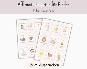 Affirmation cards in color for children