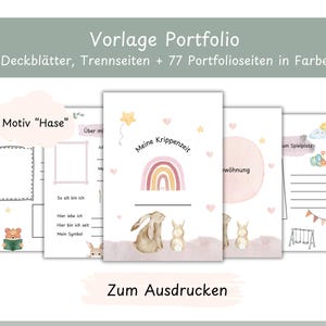 Plantillas de portafolios en color para guarderías, jardines de infancia y guarderías: motivo conejo