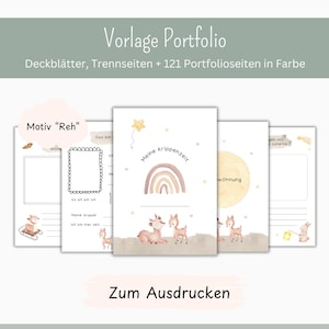 Portfolio templates for crèche/child day care/kindergarten - motif deer