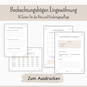 Beobachtungs- und Planungsbögen für die Eingewöhnung | für Krippe, Kindergarten und Kindertagespflege