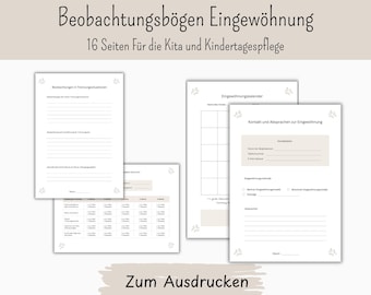 Beobachtungs- und Planungsbögen für die Eingewöhnung | für Krippe, Kindergarten und Kindertagespflege