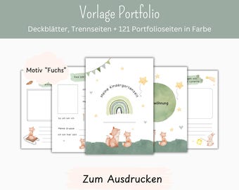 Portfolio templates for nursery/daycare/kindergarten - fox motif