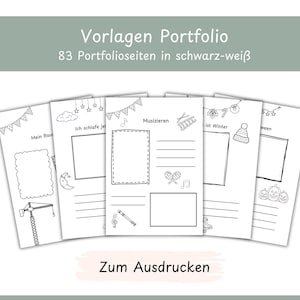 Portfoliovorlagen in schwarz-weiß für Krippe/Kindertagespflege/Kindergarten